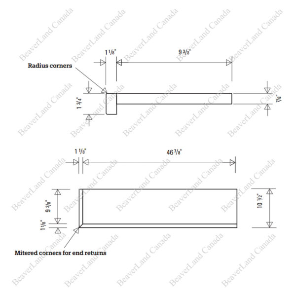 Special Order 48”*10 1/2”*7/8” Square Edge with the Return Open Left Walnut