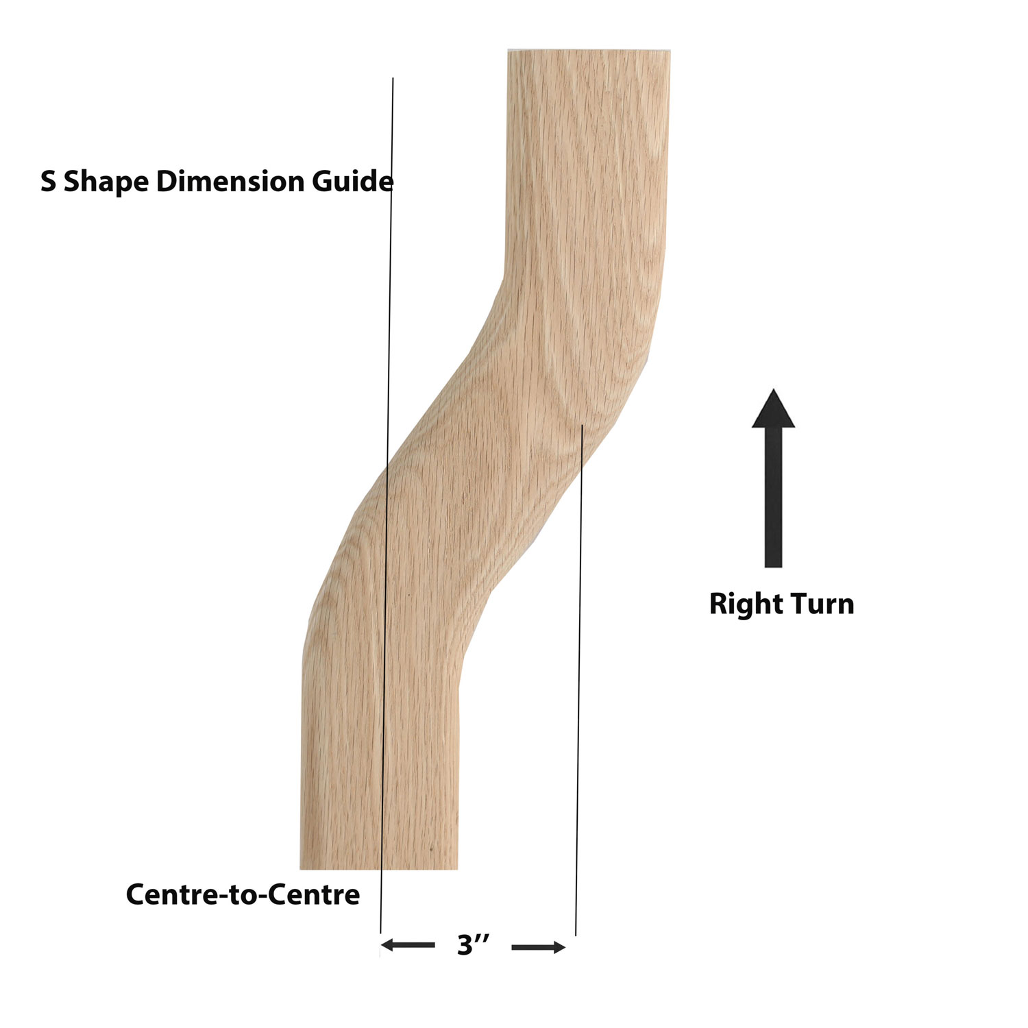 H HS-B-22 S Shape 3'' Right Red Oak - Image 2