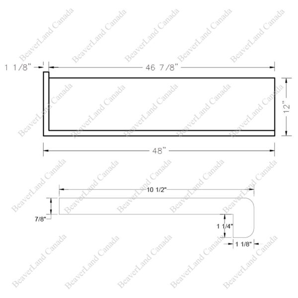 Special Order 48”*12”*7/8” Square Edge with the 1 1/4'' Return Open Left Red Oak