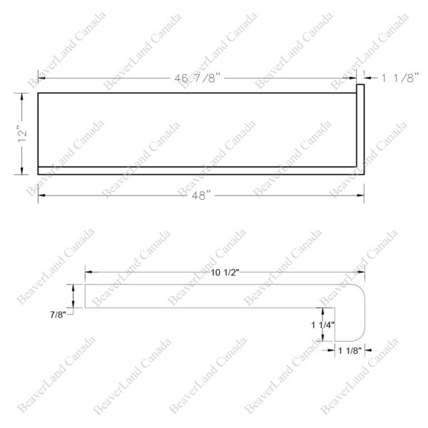 Special Order 48”*12”*7/8” Square Edge with the 1 1/4'' Return Open Right Red Oak