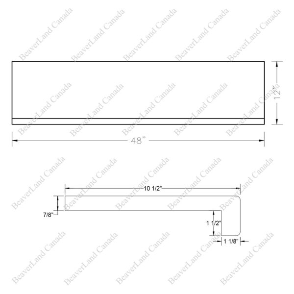 Special Order 48”*12”*7/8” Square Edge with the 1 1/2'' Return Close Red Oak