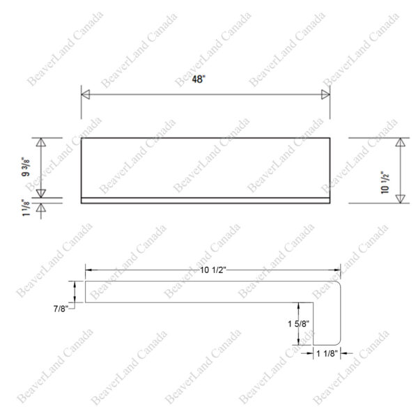 Special Order 48”*10 1/2”*7/8” Square Edge with the 1 5/8'' Return Close Red Oak