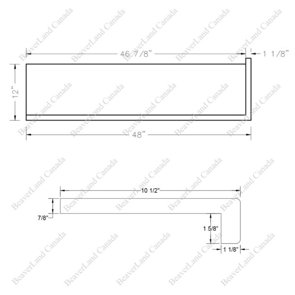 Special Order 48”*12”*7/8” Square Edge with the 1 5/8'' Return Open Right Red Oak