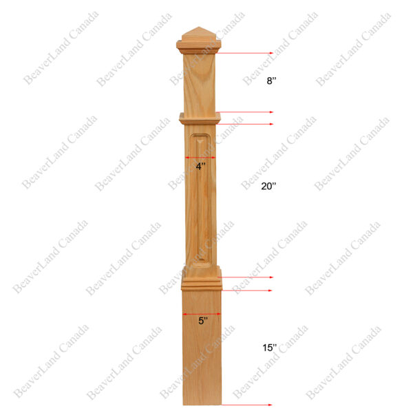 PM102 BN5-48SR Pyramid Cap 5''*5''*48” Red Oak - Image 6