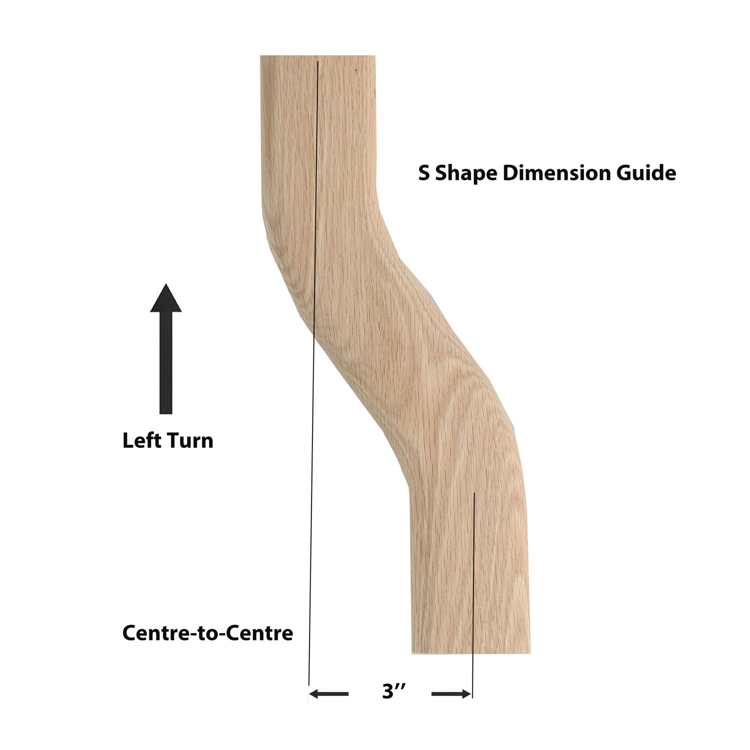 H HS-B-22 S Shape 3'' Left Red Oak - Image 3