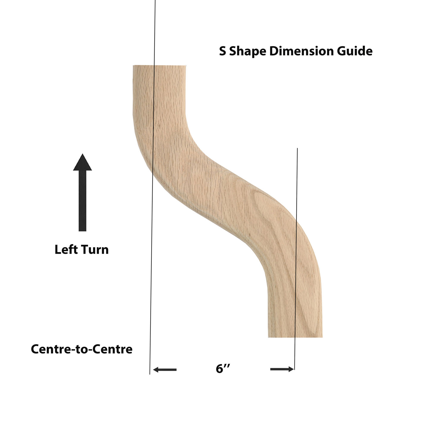 H HS-B-22 S Shape 6'' Left Red Oak - Image 3