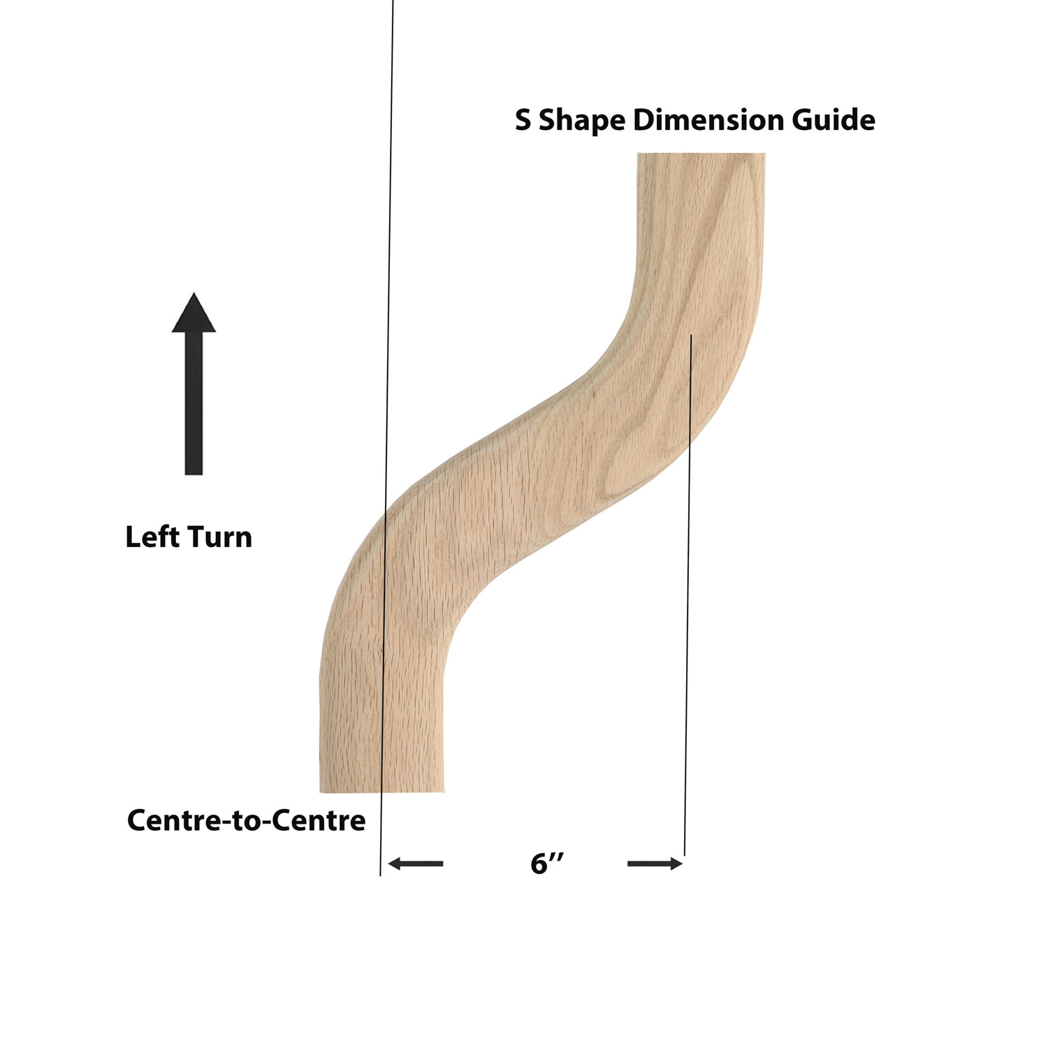 H HS-B-22 S Shape 6'' Right Red Oak - Image 3